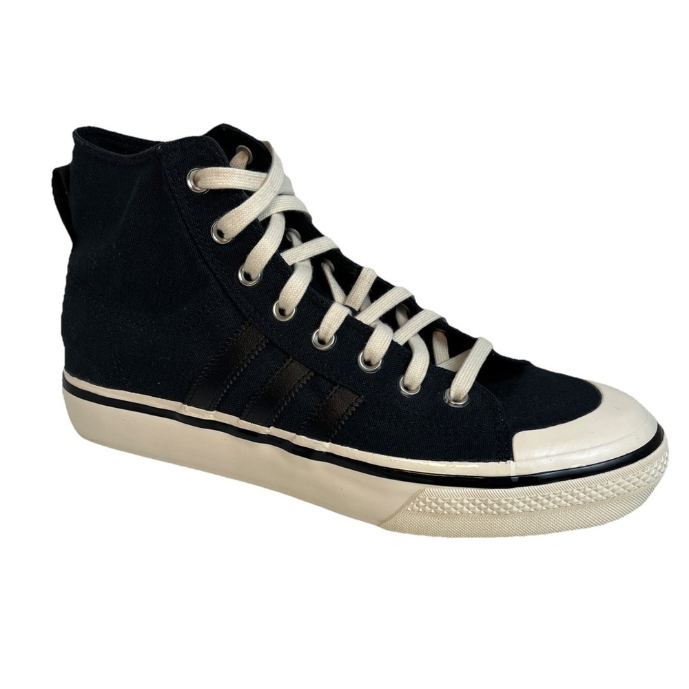 ADIDAS Nizza RF74 Mens 9.5 Black Cream White High Top Comfort Board Shoes GX8488